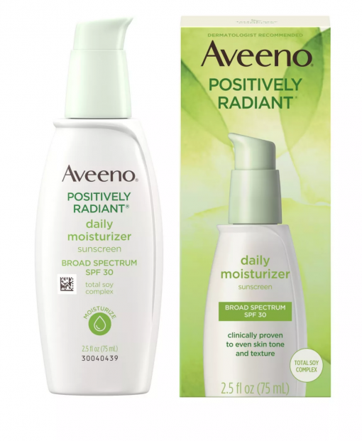 aveeno positively radiant daily moisturizer with soy Exubuy image