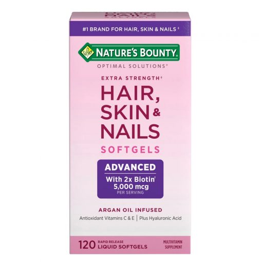 Nature's Bounty -Optimal Solutions Extra Strength Hair, Skin and Nails Softgels with Biotin - 120 count