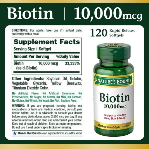 Nature's Bounty, Biotin, 1,000 mcg, 120 Coated Tablet