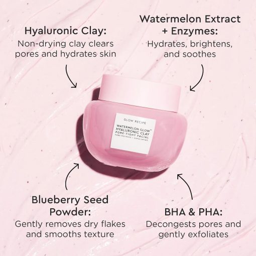 Glow Recipe Watermelon Glow Hyaluronic Clay Pore-Tight Facial Mask-60 ml