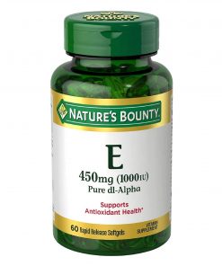 Nature's Bounty Vitamin E Softgels, 450 Mg, 1000 IU, 60 Ct
