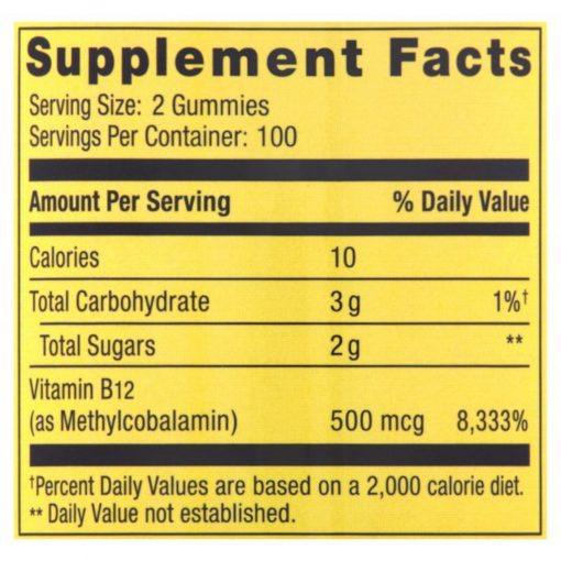 Spring Valley Vitamin B12 Gummy, 500 mcg, 200 Ct