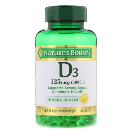 Nature's Bounty, D3, 125 mcg (5,000 IU), 240 Rapid Release Softgels Nature's Bounty, D3, 125 mcg (5,000 IU), 240 Rapid Release Softgels Nature's Bounty, D3, 125 mcg (5,000 IU), 240 Rapid Release Softgels