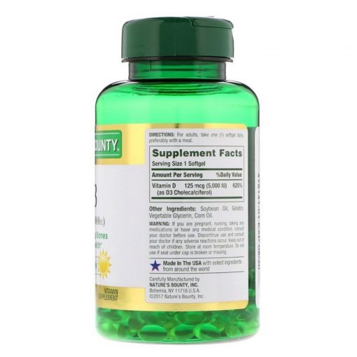 Nature's Bounty, D3, 125 mcg (5,000 IU), 240 Rapid Release Softgels Nature's Bounty, D3, 125 mcg (5,000 IU), 240 Rapid Release Softgels Nature's Bounty, D3, 125 mcg (5,000 IU), 240 Rapid Release Softgels