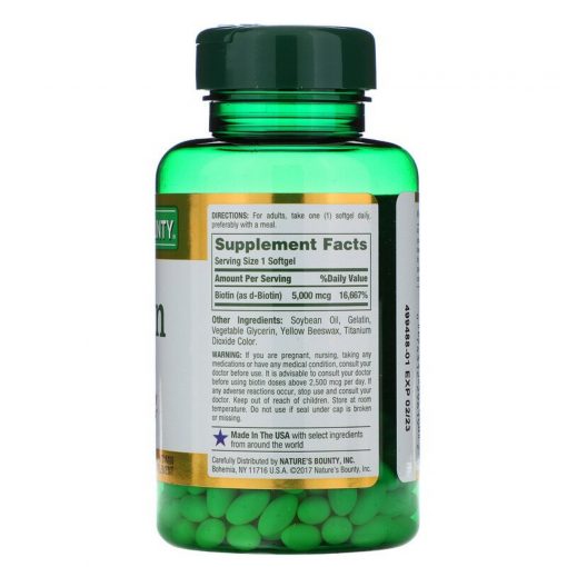 Nature’s Bounty – Biotin Supplement, 5000mcg – 150 Soft gels