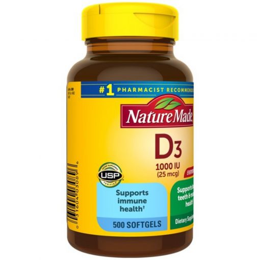 Nature Made - Vitamin D3 1000 IU (25 mcg) - 500 Softgels