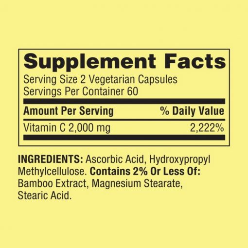 Spring Valley - Ultra Strength Vitamin C Vegetarian Capsules, 2000 mg -120 Ct