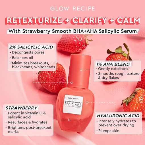 Glow Recipe - Strawberry Smooth BHA + AHA Salicylic Acid Serum - 30 ml