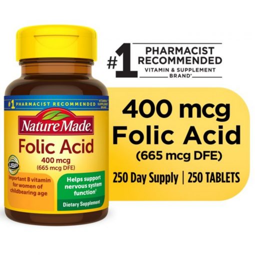 Nature Made - Folic Acid 400 mcg (665 mcg DFE) Tablets - 250 count