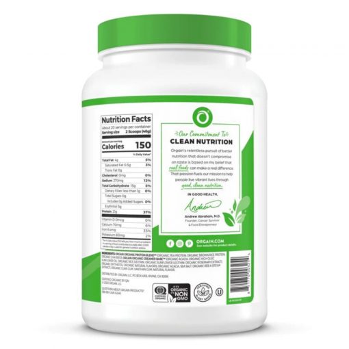 Orgain – Organic Protein Plant Based Powder – Vanilla Bean – 1200 gram