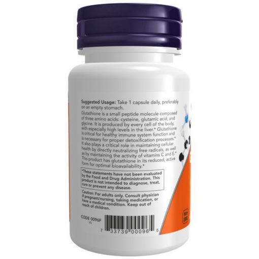 Now Foods – Glutathione, 250 mg – 60 Veg Capsules