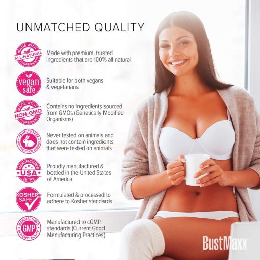 BustMaxx - Natural Breast Enlargement and Female Augmentation Supplement for Breast Growth, 60 Capsules