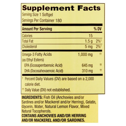 Spring Valley – Daily Maintenance Omega-3 from Fish Oil Dietary Supplement, 1000 mg – 180 count