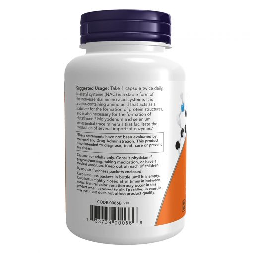 NOW Foods - NAC (N-Acetyl Cysteine) 600 mg with Selenium & Molybdenum - 250 Veg Capsules