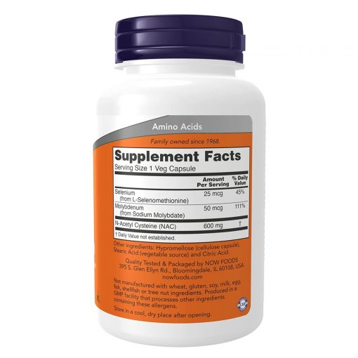 NOW Foods - NAC (N-Acetyl Cysteine) 600 mg with Selenium & Molybdenum - 250 Veg Capsules