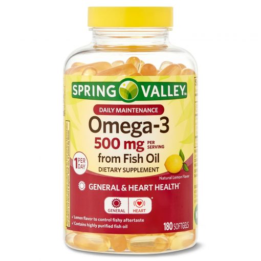 Spring Valley - Daily Maintenance Omega-3 from Fish Oil Dietary Supplement, 500 mg - 180 count