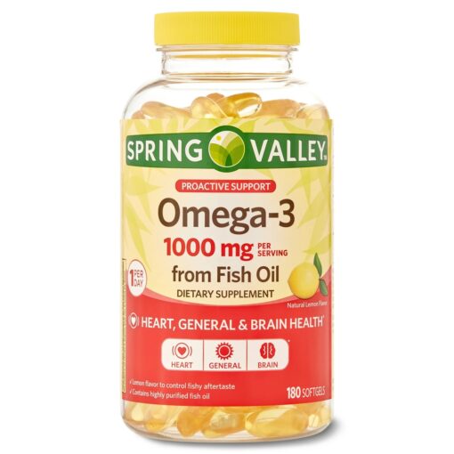 Spring Valley – Daily Maintenance Omega-3 from Fish Oil Dietary Supplement, 1000 mg – 180 count