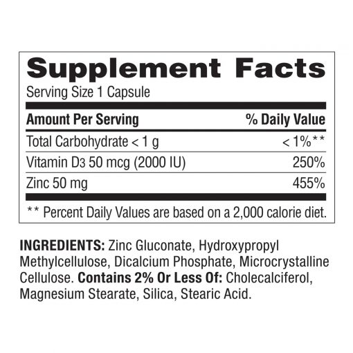 Spring Valley - Zinc with Vitamin D Capsules Dietary Supplement, 50 mg - 150 Count