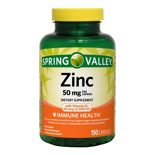 Spring Valley - Zinc with Vitamin D Capsules Dietary Supplement, 50 mg - 150 Count