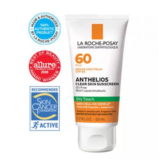 La Roche Posay -Anthelios Clear Skin Fast Drying Face Sunscreen for Acne Prone Skin - SPF 60 - 50 ml