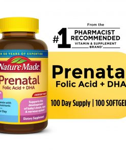 Nature Made Prenatal with Folic Acid + DHA Softgels, Prenatal Vitamin and Mineral Supplement, 100 Count