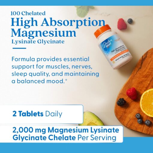 Doctor’s Best – High Absorption Magnesium Glycinate Lysinate, 120 Count