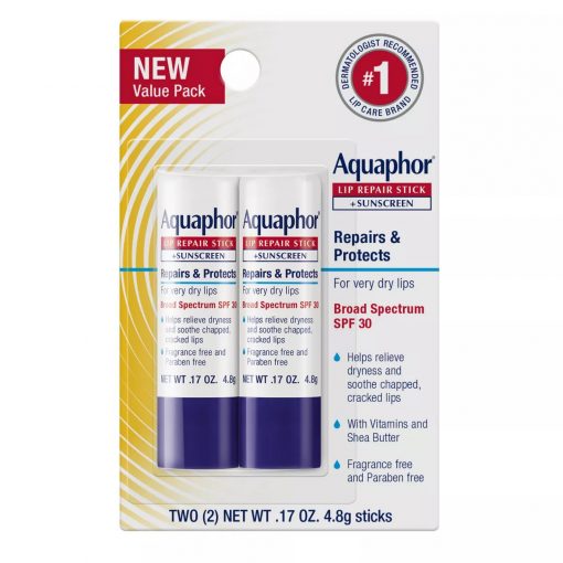 Aquaphor - Lip Balm Repair Stick for Chapped Lips - SPF30 - 2 pack