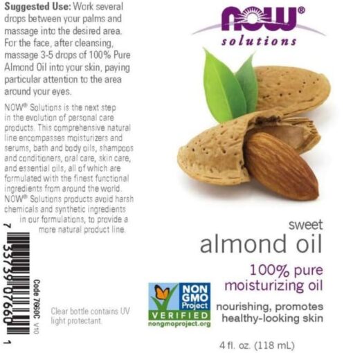 NOW Solutions, Sweet Almond Oil, 100% Pure Moisturizing Oil, 118 ml