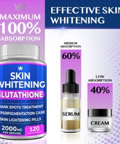 Northern Crown Cosmetics - Skin Whitening Glutathione 2000 mg - 120 Vegan Capsules