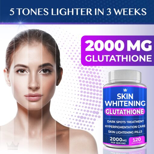 Northern Crown Cosmetics - Skin Whitening Glutathione 2000 mg - 120 Vegan Capsules