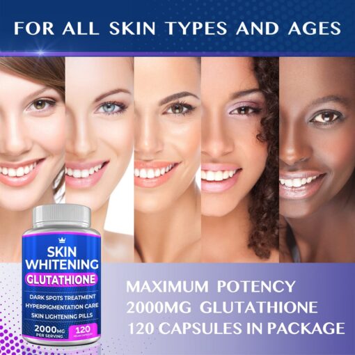 Northern Crown Cosmetics - Skin Whitening Glutathione 2000 mg - 120 Vegan Capsules