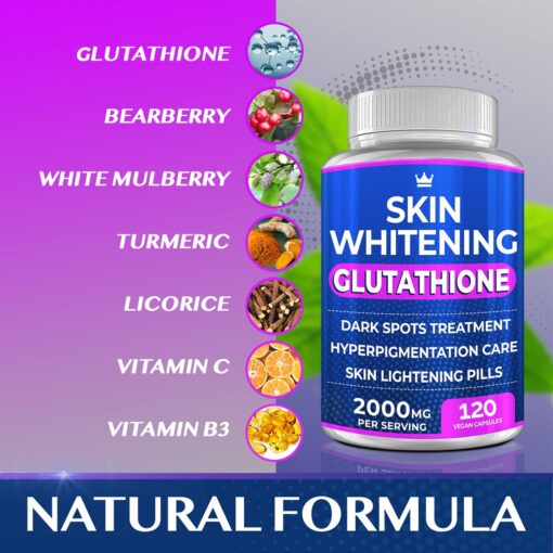 Northern Crown Cosmetics - Skin Whitening Glutathione 2000 mg - 120 Vegan Capsules