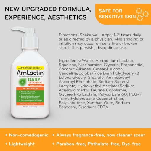 AmLactin - Daily Vitamin C Lotion with 7% Lactic Acid AHA - 225 gram