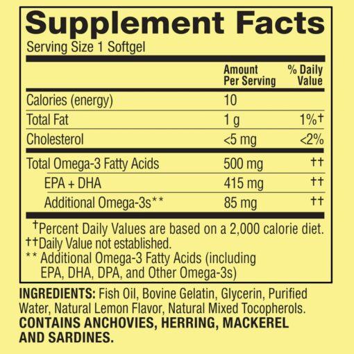 Spring Valley – Daily Maintenance Omega-3 from Fish Oil Dietary Supplement, 500 mg – 120 count