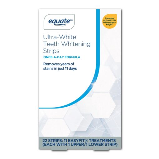 Equate Ultra-White 11 Day Whitening Strips – 11 EasyFit® Treatments, Enamel Safe