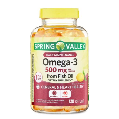 Spring Valley – Daily Maintenance Omega-3 from Fish Oil Dietary Supplement, 500 mg – 120 count