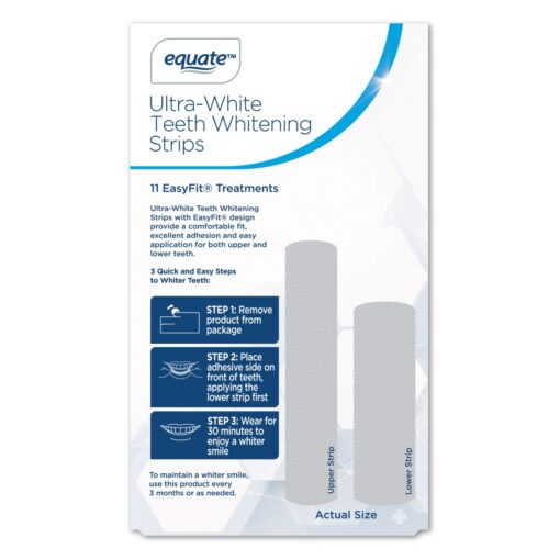 Equate Ultra-White 11 Day Whitening Strips – 11 EasyFit® Treatments, Enamel Safe